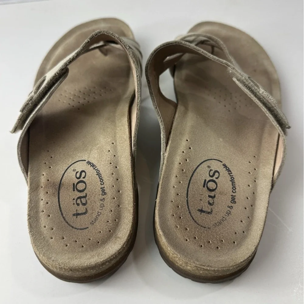Taos The Perfect Sandals Light Beige Tan Stone Thong Toe Strappy Women's Size 10 - Picture 9 of 14